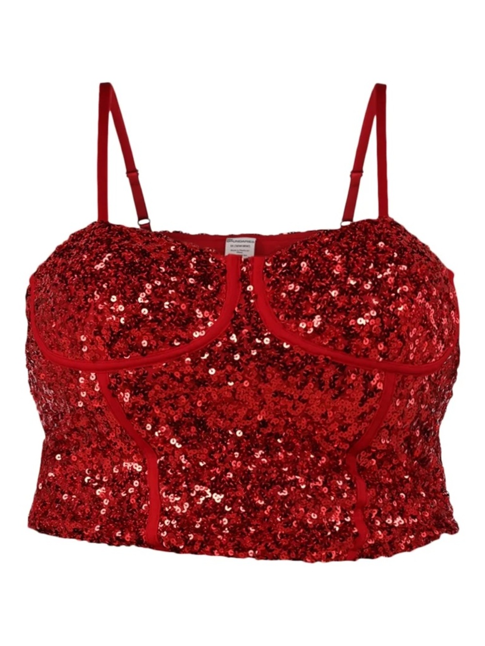 No Boundaries Women's red Sequin Corset bustier tank top medium evening party